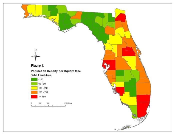 Measuring Population Density For Counties In Florida B.E.B.R