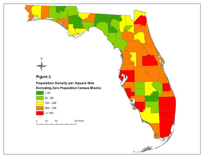 Measuring Population Density for Counties in Florida | Bureau of ...