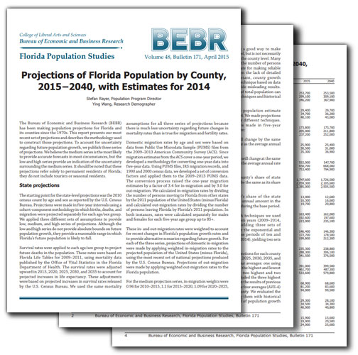 Projections of Florida Population by County, 2015–2040, with Estimates for 2014