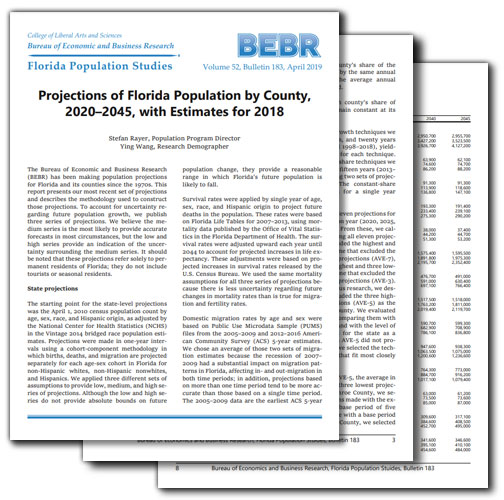 Projections of Florida Population by County, 2020–2045, with Estimates for 2018