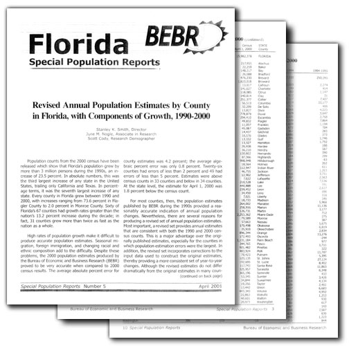 SPR No. 5: Revised Annual Population Estimates by County in Florida, with Components of Growth, 1990-2000