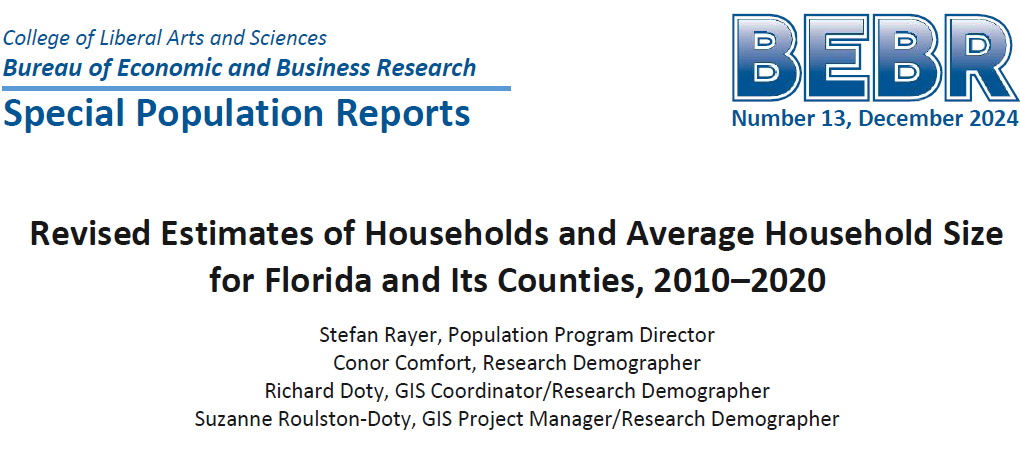 SPR No. 13: Revised Estimates of Households and Average Household Size for Florida and Its Counties, 2010–2020